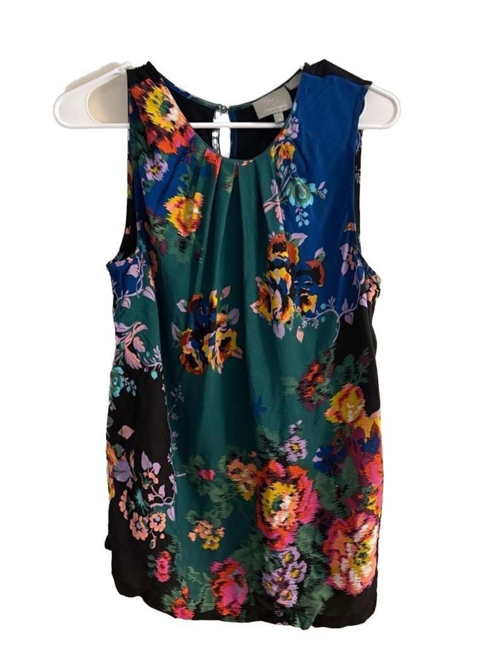 Vanessa Virginia by Anthropologie Floral Pleated Sleeveless Top Size M